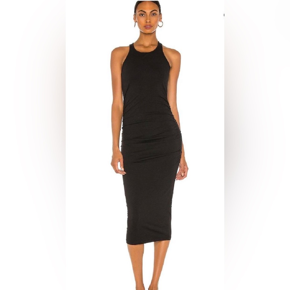 Michael Stars Ruched Midi Dress Black- Size Small